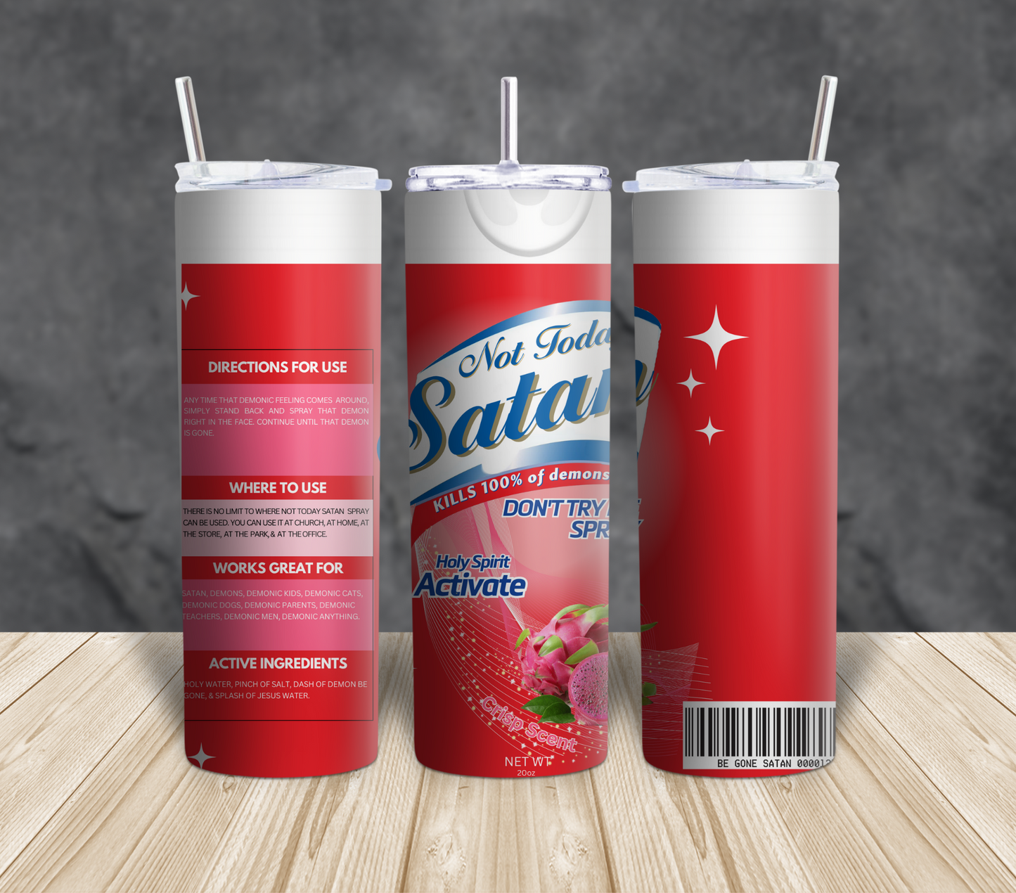 Not Today Satan 20 oz Sublimation tumbler