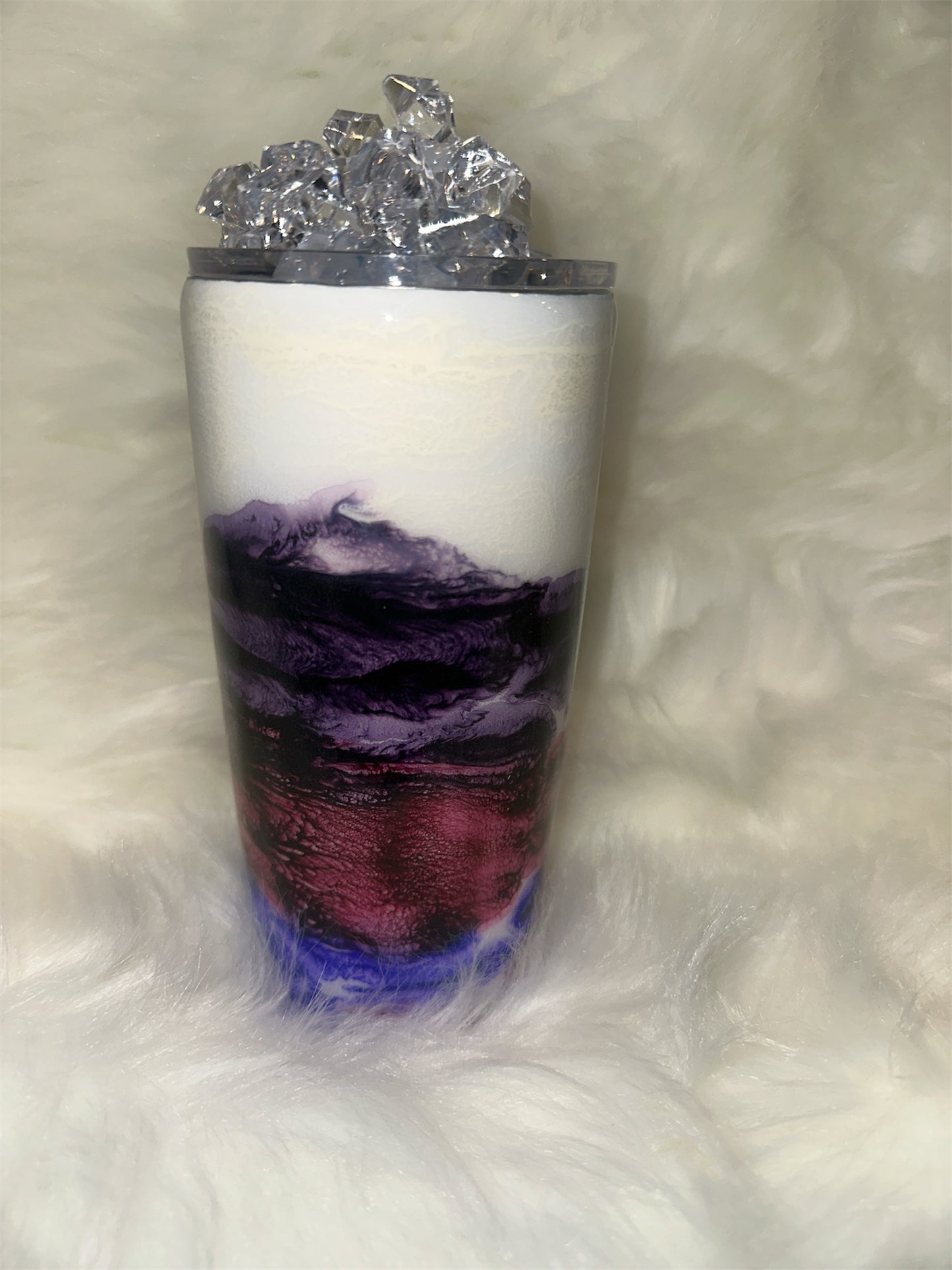 Red White and Blue Swirl Faux Ice Tumbler 20 oz