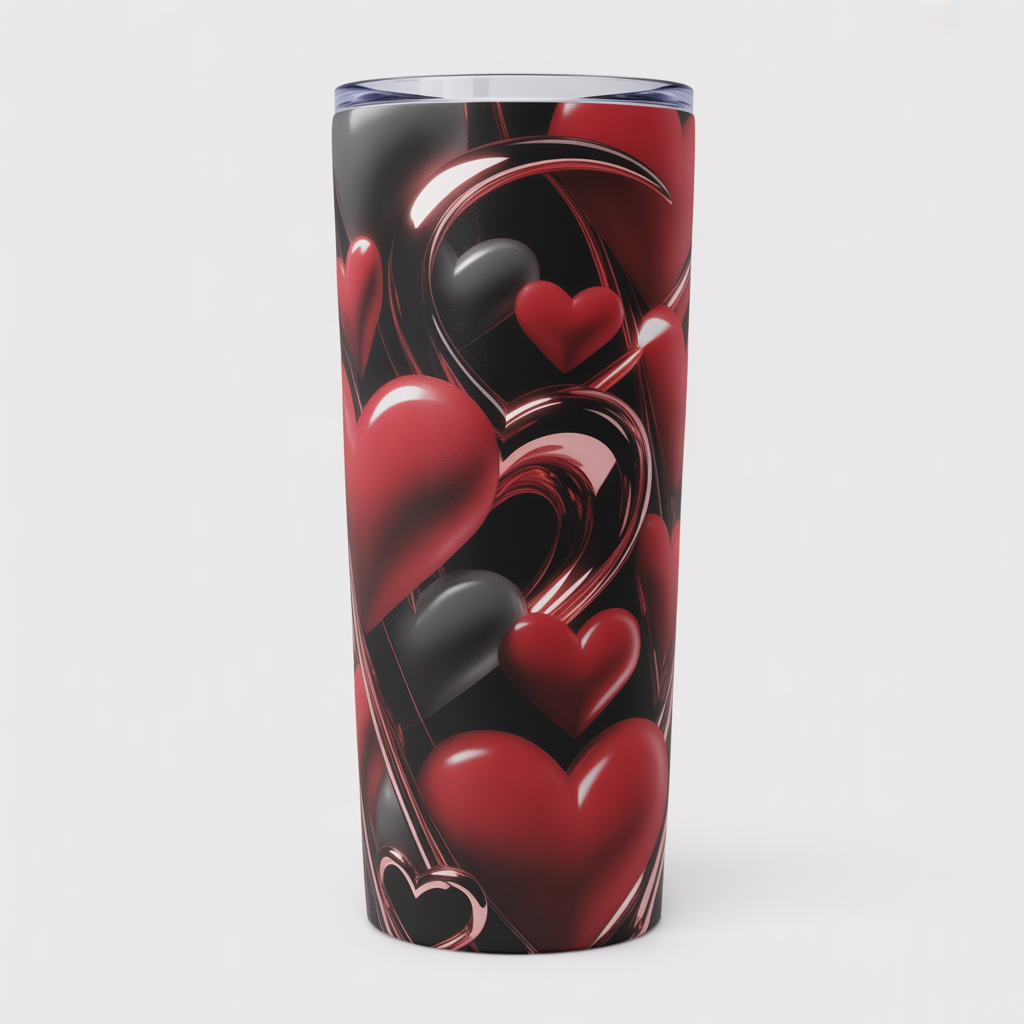 Red & Black Valentine Tumbler Wrap | Bold Edgy Love Design | Digital Download
