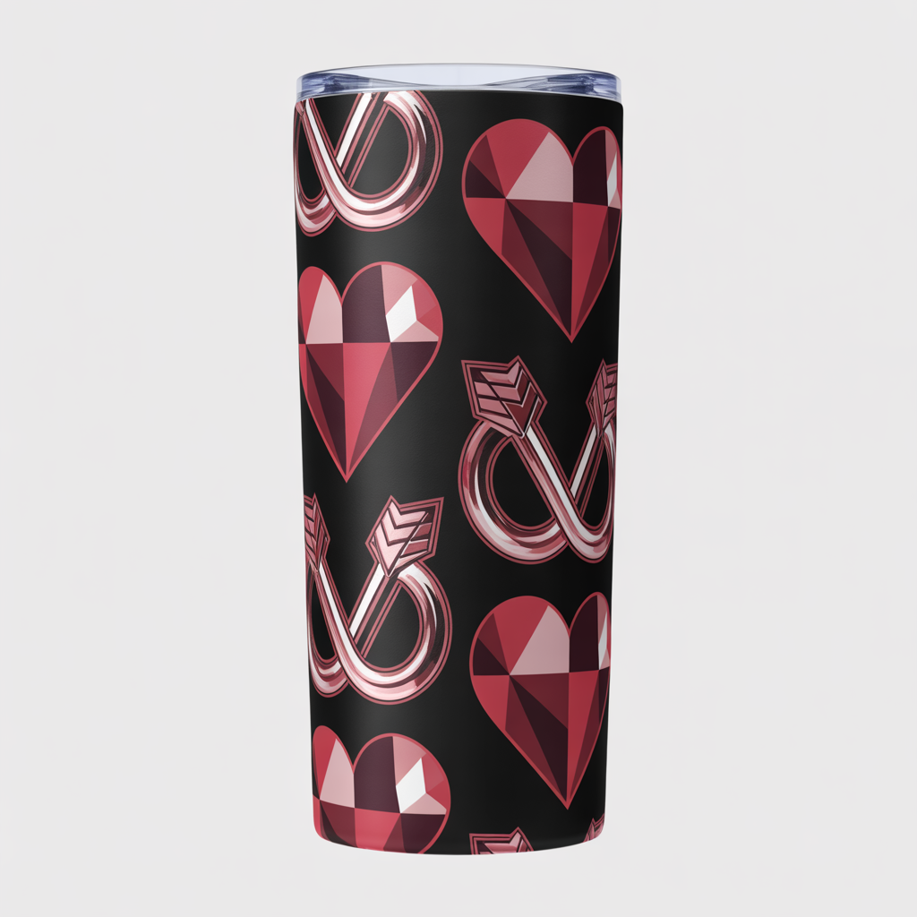 Red & Black Valentine Tumbler Wrap | Bold Edgy Love Design | Digital Download