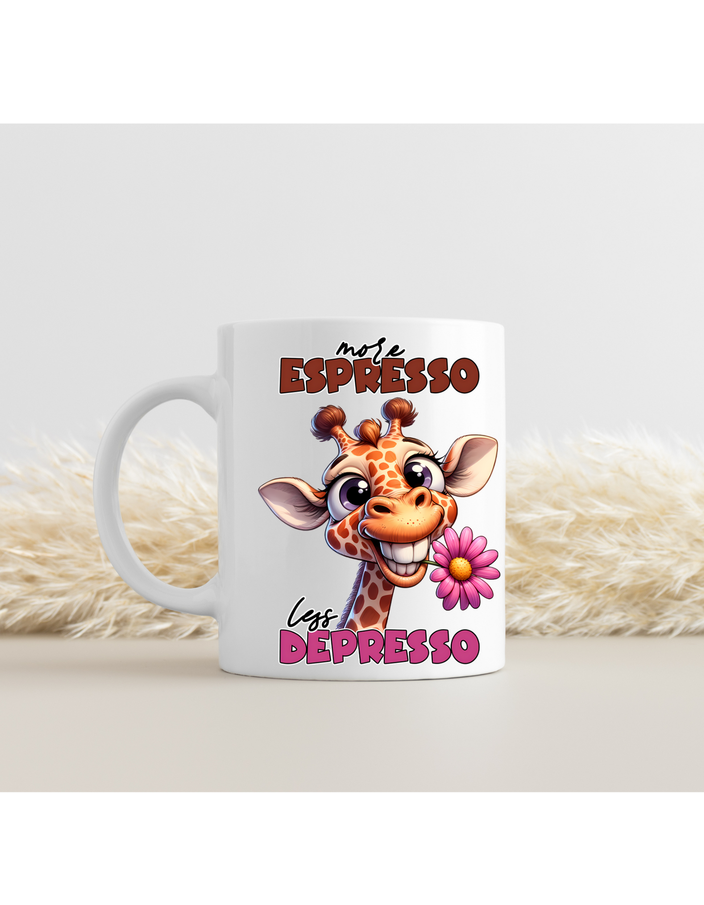 "More Espresso, Less Depresso" Funny Sublimation Ceramic Mug