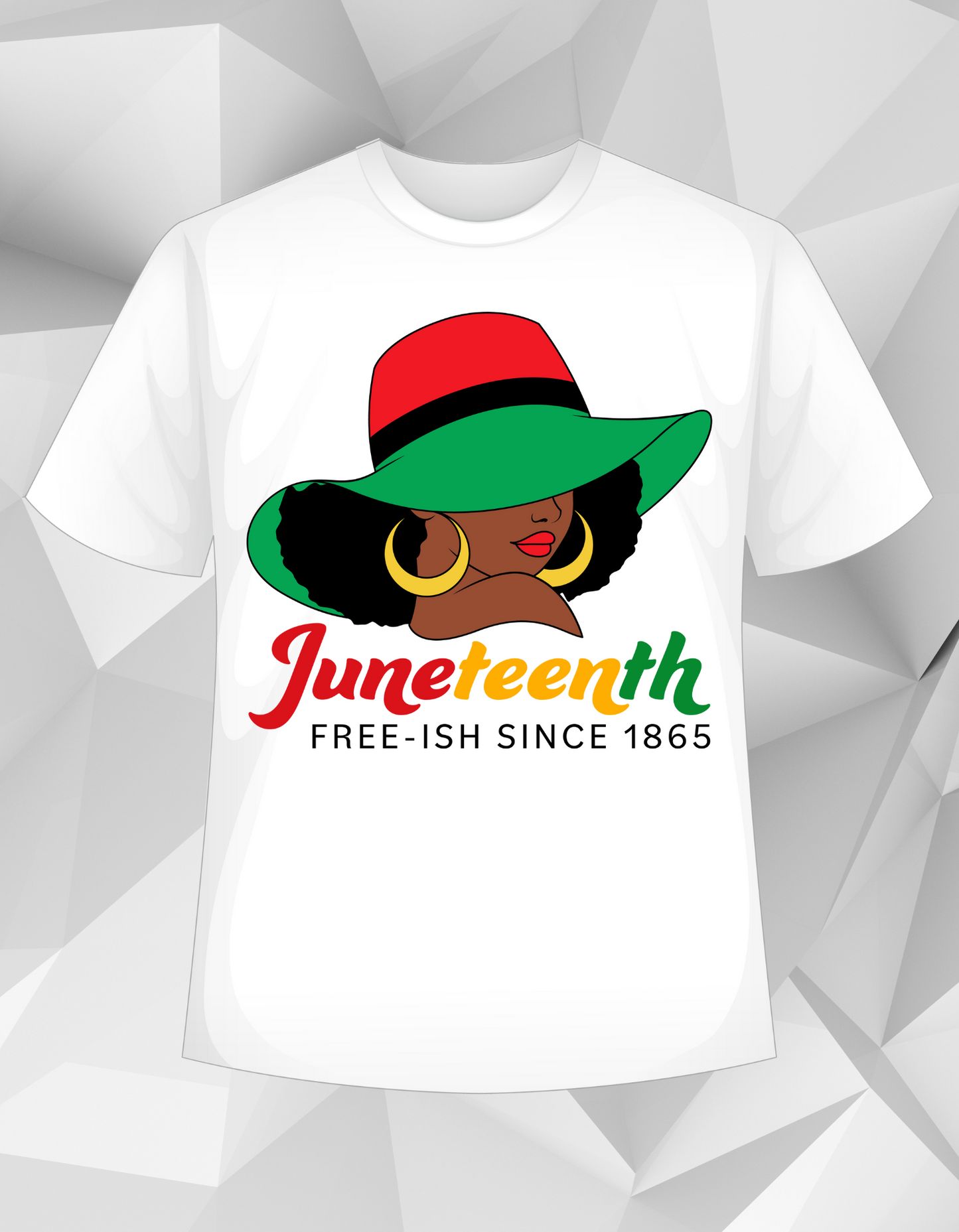 Afro Lady In Hat, Juneteenth Heart sublimation tshirt