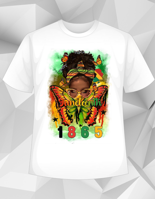 Female Butterfly Juneteenth Sublimation Tshirt