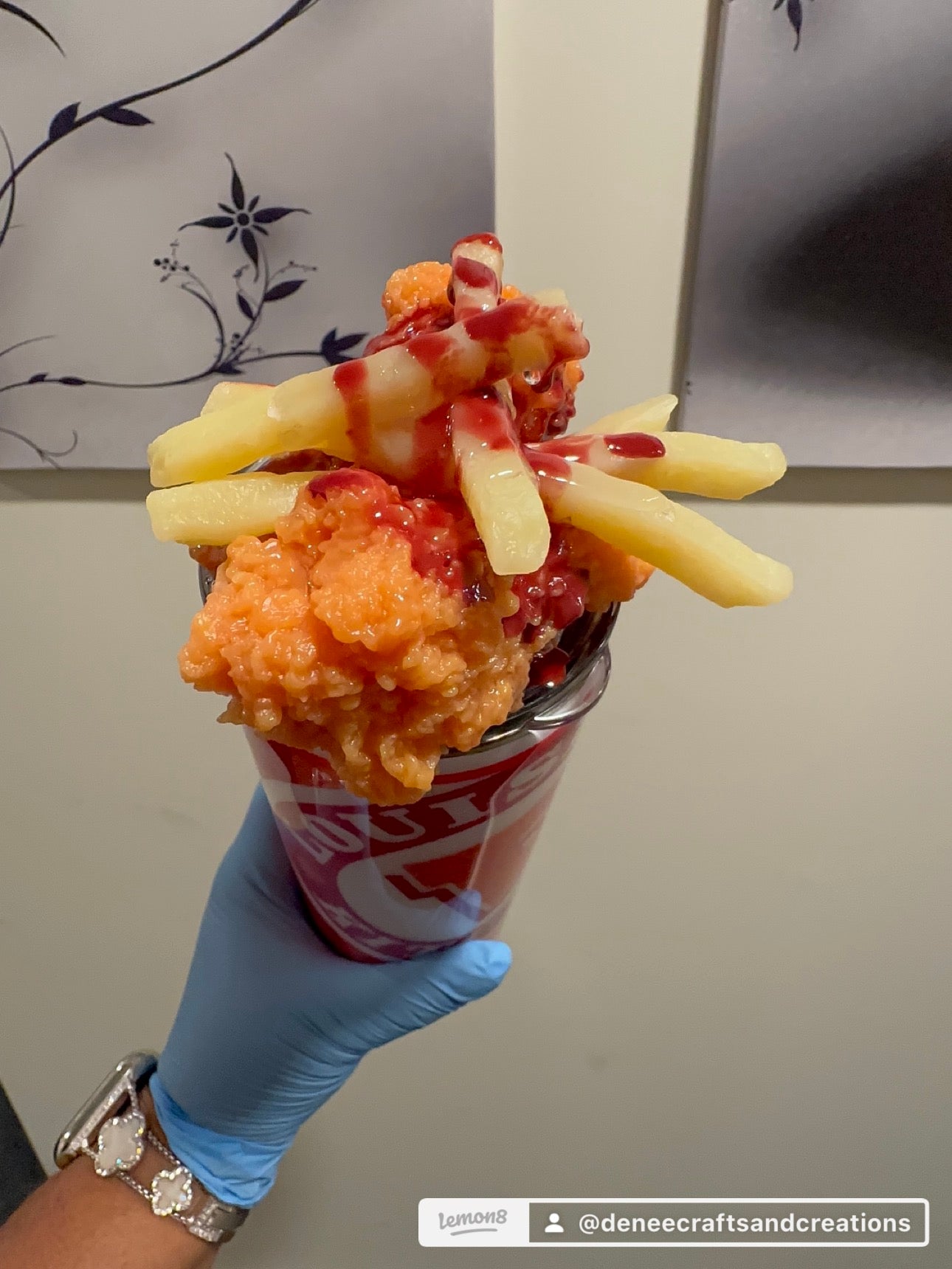 Popeyes Chicken tumbler with Drumstick and Fries Lid