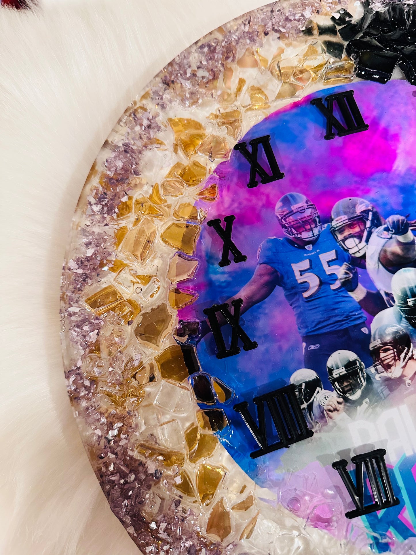 Ravens Fire Glass Clock