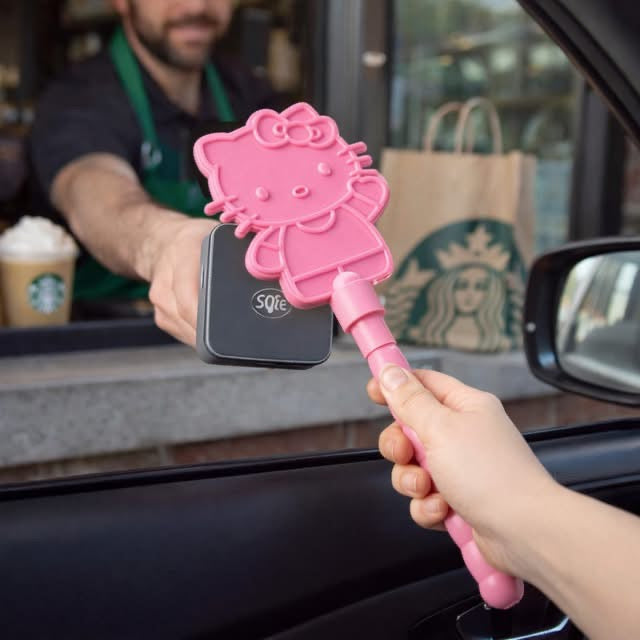 Hello Kitty Pay Wands | Funny Drive-Thru Payment Stick | Car Accessory | Gift for Drivers