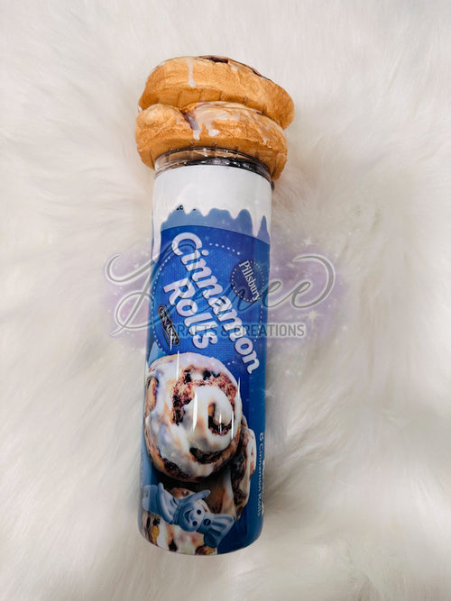 Cinnamon Roll Dessert Tumbler with 3D Faux Pastry Lid – Handmade Epoxy Glitter Tumbler – Food-Themed Custom Cup