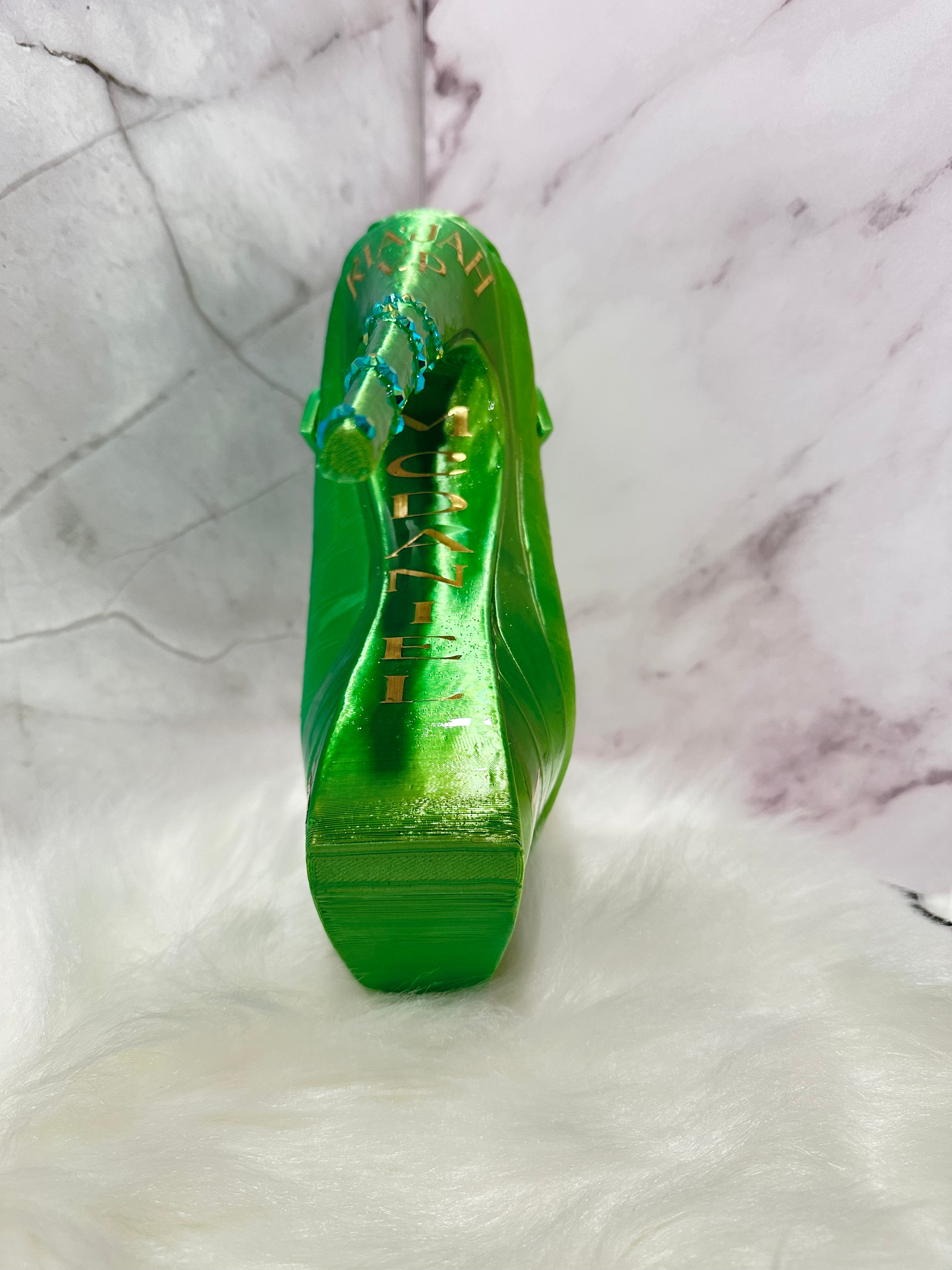 Luxury High Heel Shoe Planter | Designer Inspired Green Stiletto Flower Vase | Unique Home Decor Gift for Mom, Fashion Lovers & Events