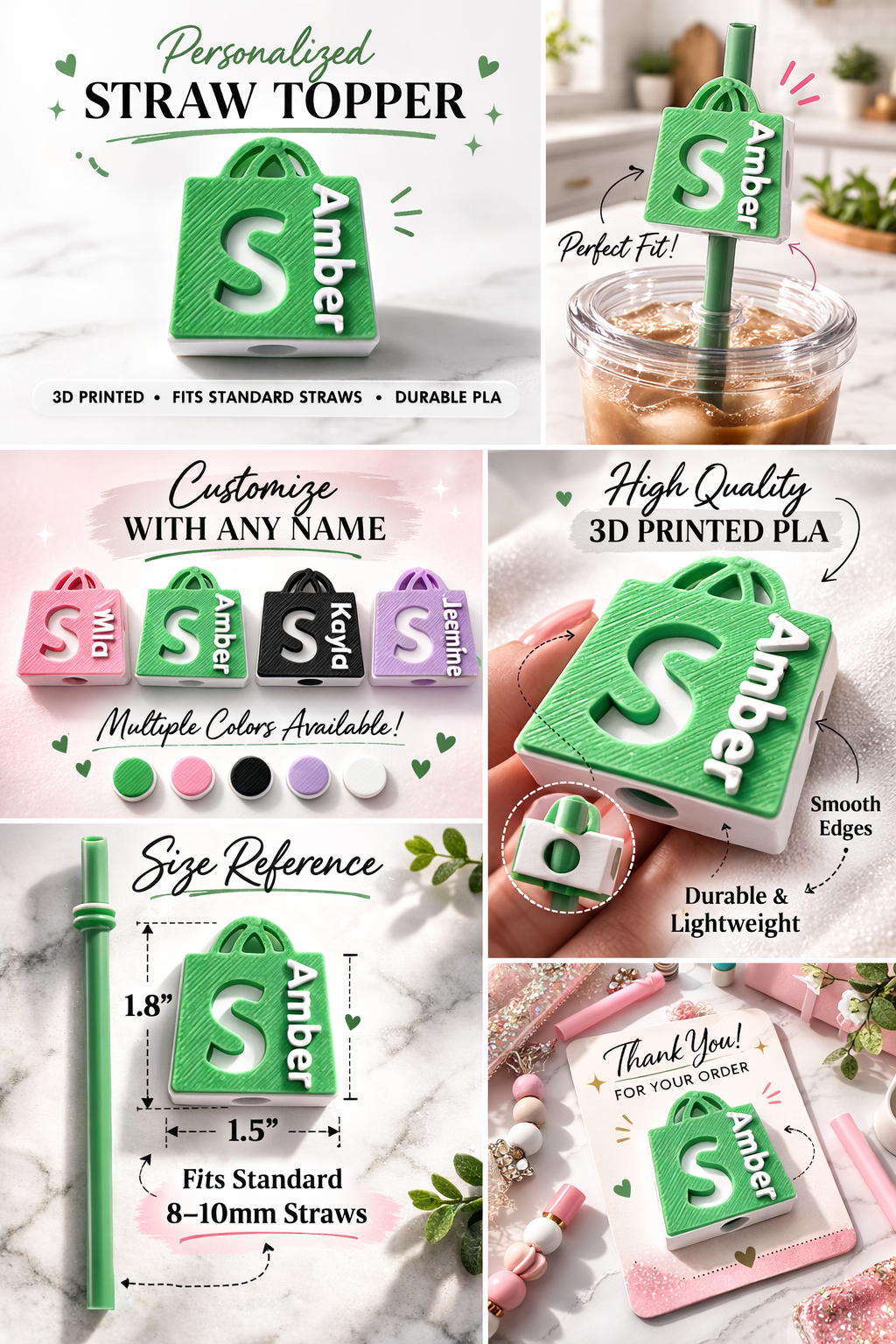 Custom Straw Topper | Personalized Cup Accessory | Reusable Straw Charm | Cute Drink Topper for Tumblers | Gift for Kids & Adults