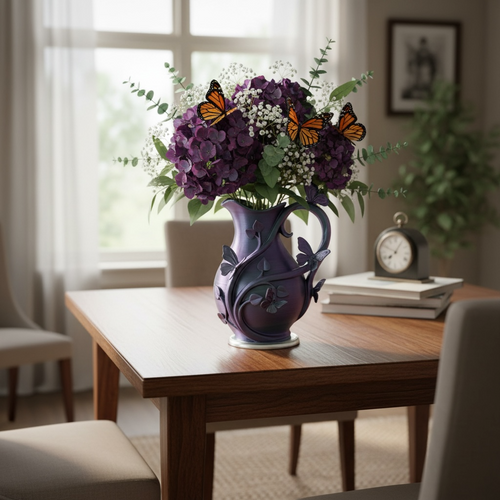 3D Printed Butterfly Vase – Color-Changing PLA Decorative Floral Vase with Raised Butterfly Design – Modern Home Decor Gift