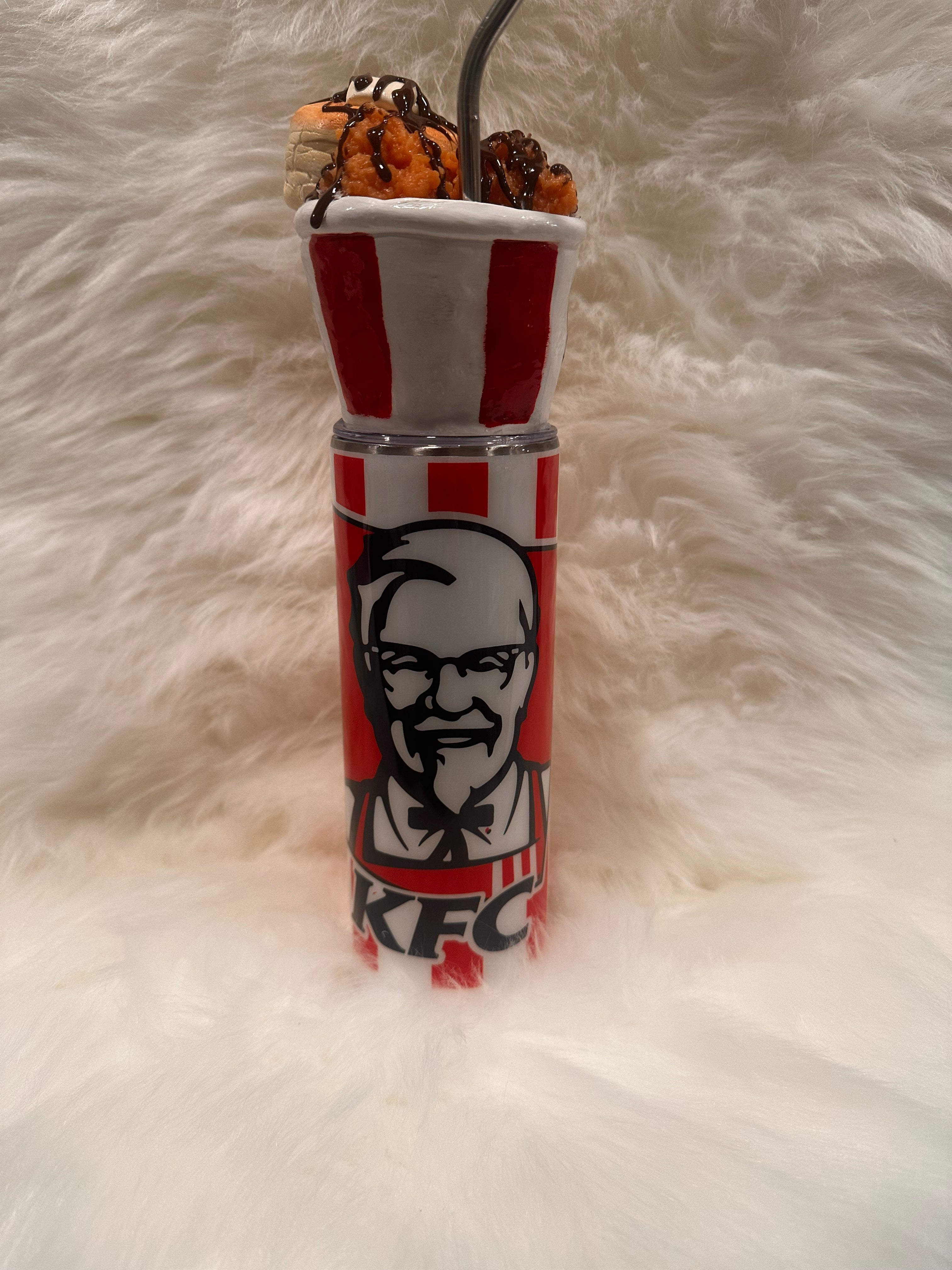 Handmade KFC-Inspired Foodie Tumbler – Clay & Resin Design (20 oz)