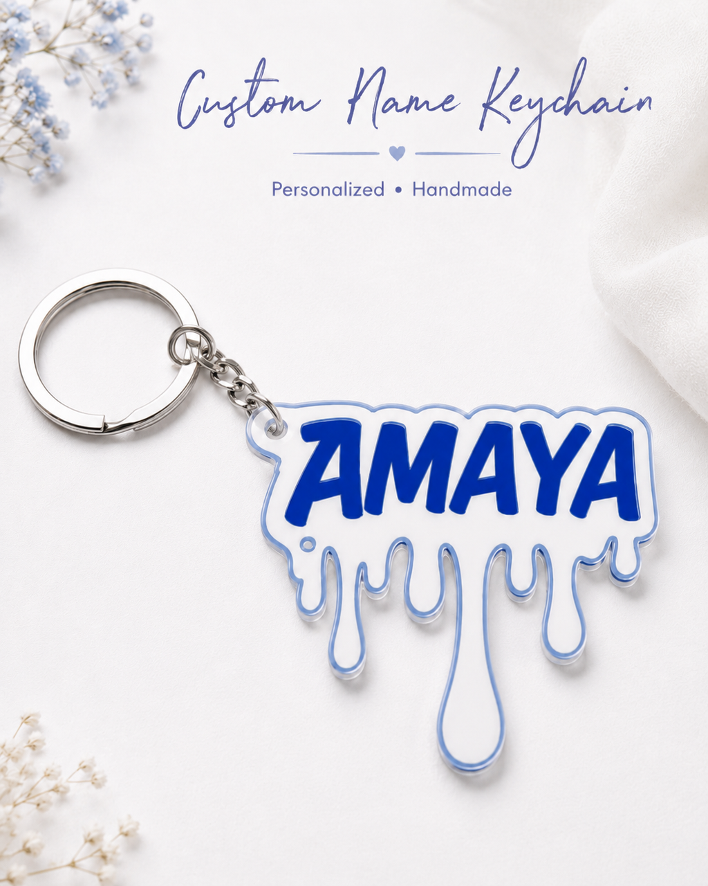 Custom Name Keychain | Personalized Drip Name Keychain | Acrylic Style Bag Charm | Handmade Name Keychain Gift | Custom Backpack Charm