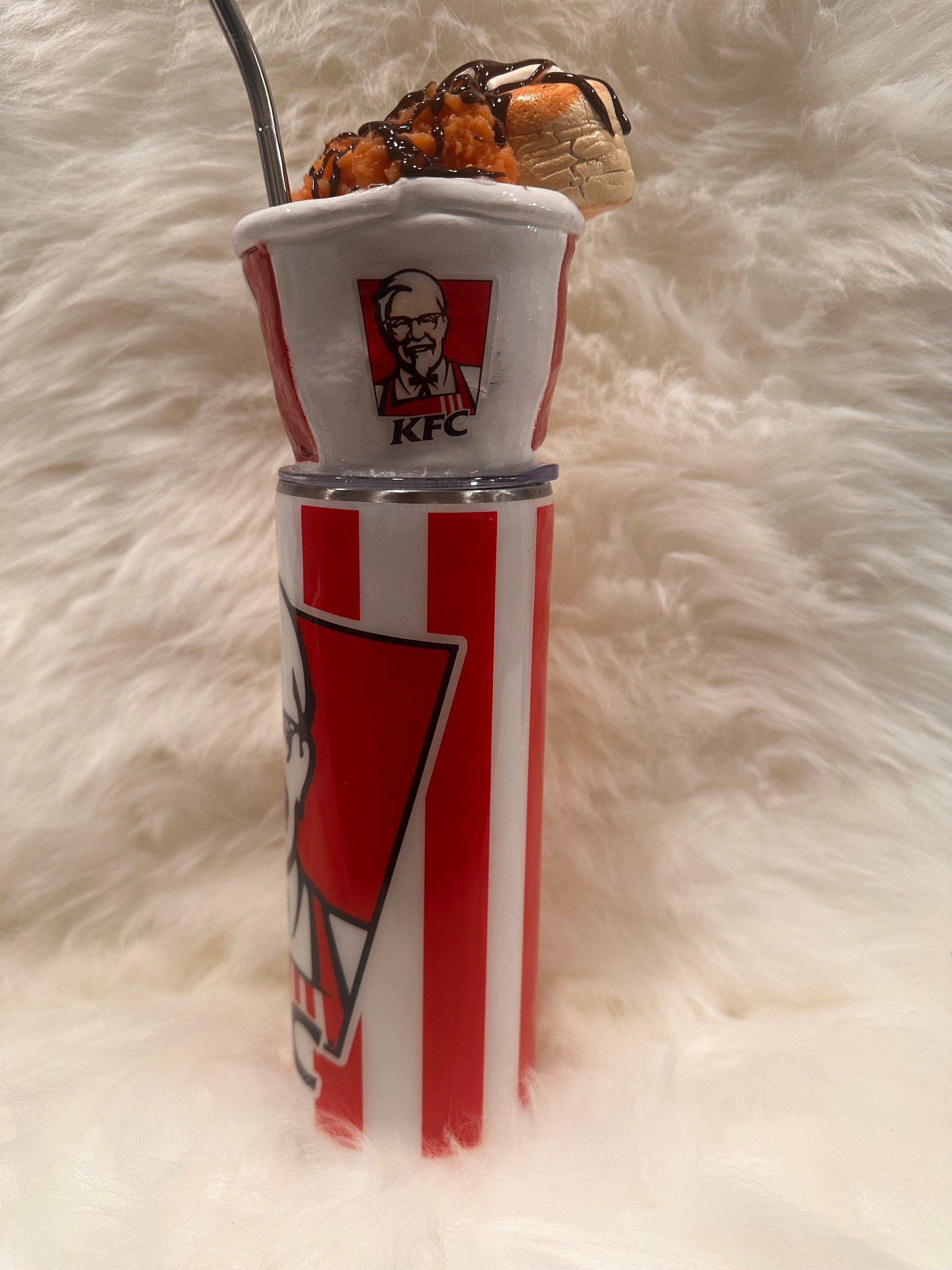 Handmade KFC-Inspired Foodie Tumbler – Clay & Resin Design (20 oz)