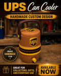 UPS-Inspired Handmade Can Cooler | Brown & Gold Custom Collector Cooler