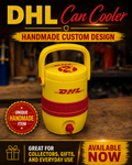 DHL-Inspired Handmade Can Cooler | Yellow & Red Custom Collector Cooler