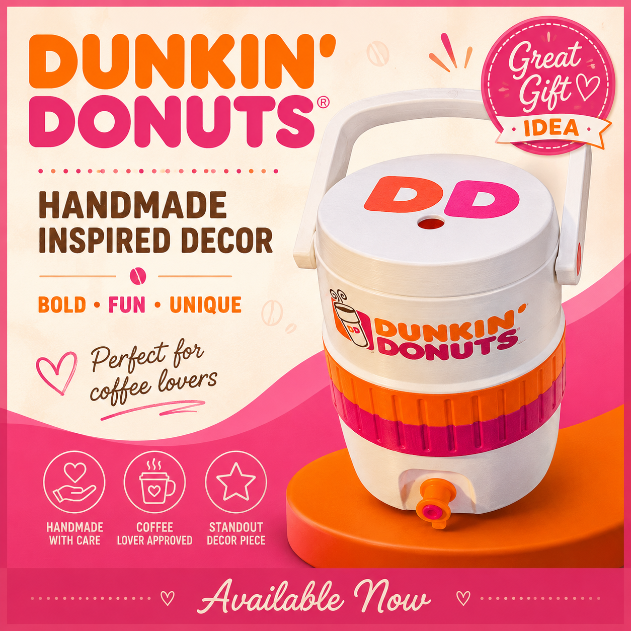 Coffee Lover Decor, Donut Shop Inspired Decor, Handmade Coffee Bar Display, Cute Coffee Gift, Pink Orange Decor, Tiered Tray Shelf Decor