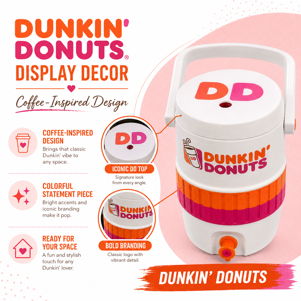 Coffee Lover Decor, Donut Shop Inspired Decor, Handmade Coffee Bar Display, Cute Coffee Gift, Pink Orange Decor, Tiered Tray Shelf Decor