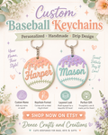 Personalized Baseball Keychain, Drip Design, Custom Name Bag Charm