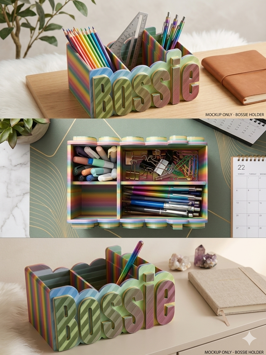 Personalized 3D Printed Desk Organizer – 3/4 Slot Pen & Pencil Holder | Colorful Office Desk Organizer for Pens, Markers & Supplies