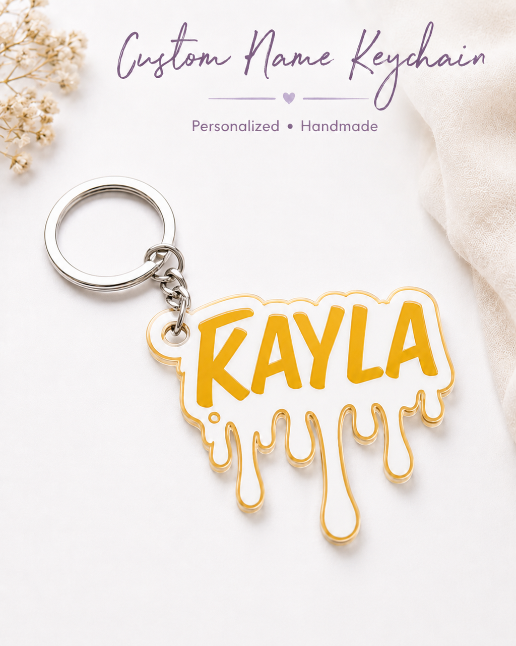 Custom Name Keychain | Personalized Drip Name Keychain | Acrylic Style Bag Charm | Handmade Name Keychain Gift | Custom Backpack Charm