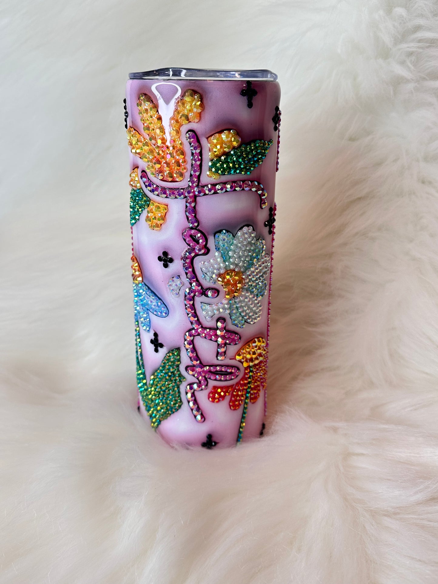 Rhinestone-Embellished Bible Emergency Numbers Tumbler