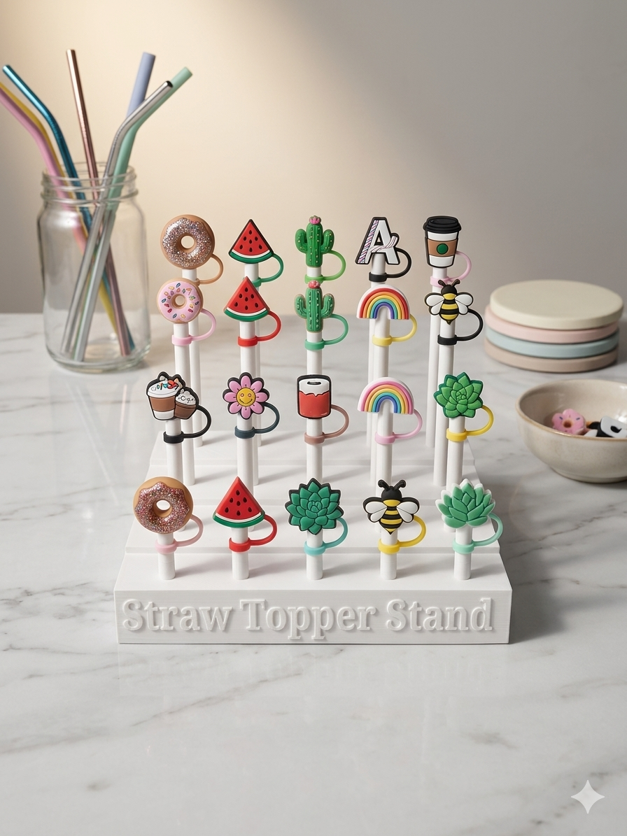 Personalized Straw Topper Display Stand | 3D Printed Straw Topper Holder | Custom Tumbler Maker Organizer | Straw Topper Rack for Crafting