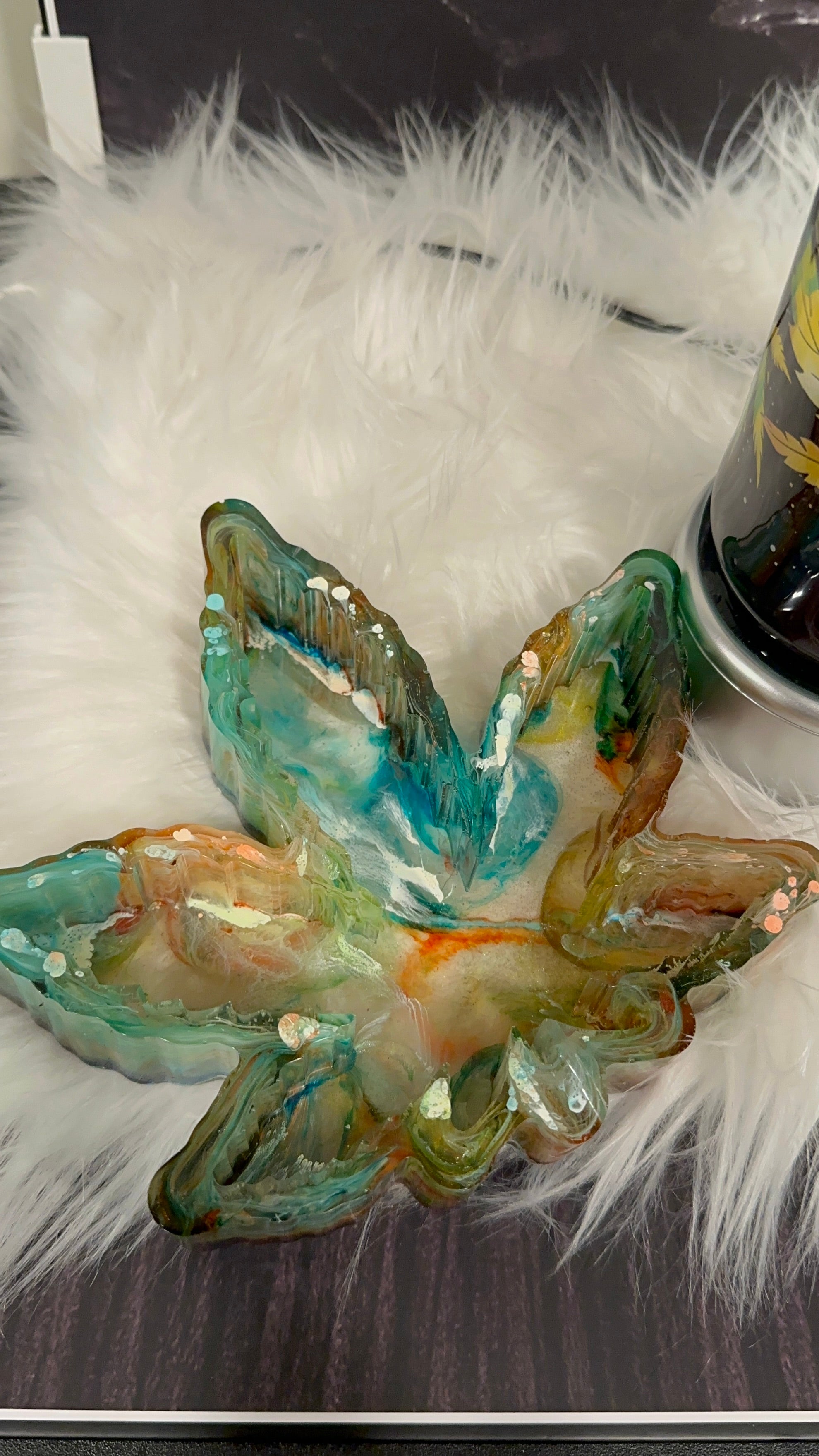 Luxury Cannabis Tumbler with Ashtray Lid | Custom Smoke Cup | Handcrafted Resin Ashtray Topper | Statement Smoking Cup