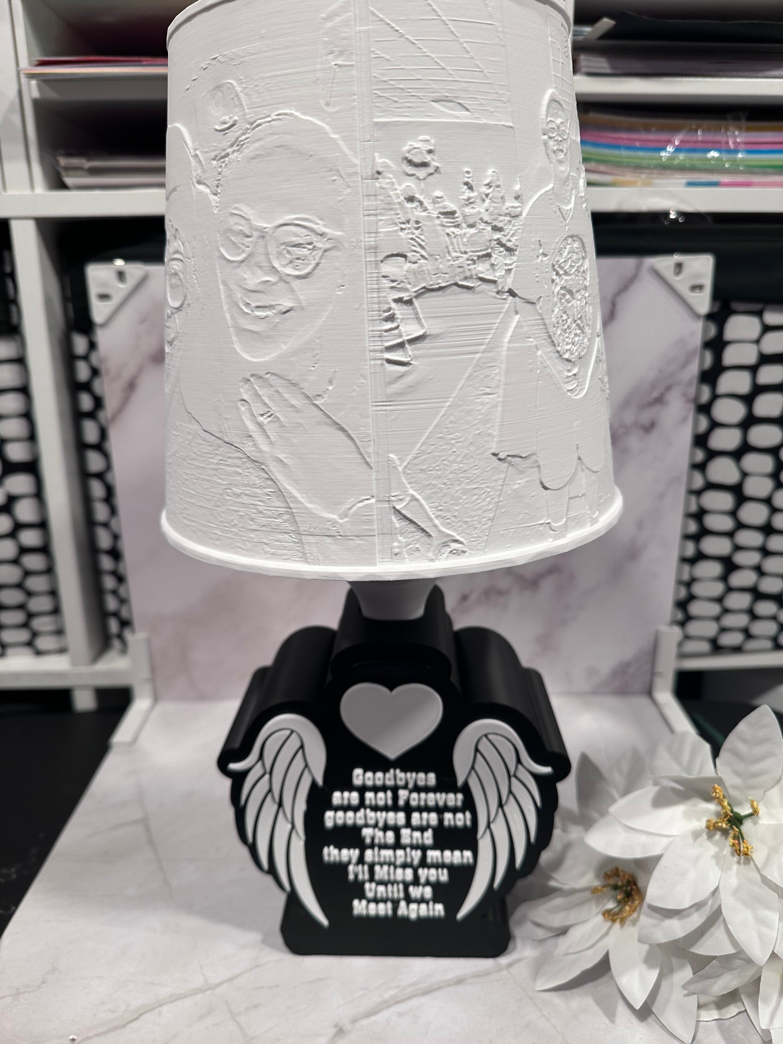 Custom 3D Personalized Memorial Lamp – Angel Wings Photo Light | Sympathy & Remembrance Gift | In Loving Memory LED Lamp