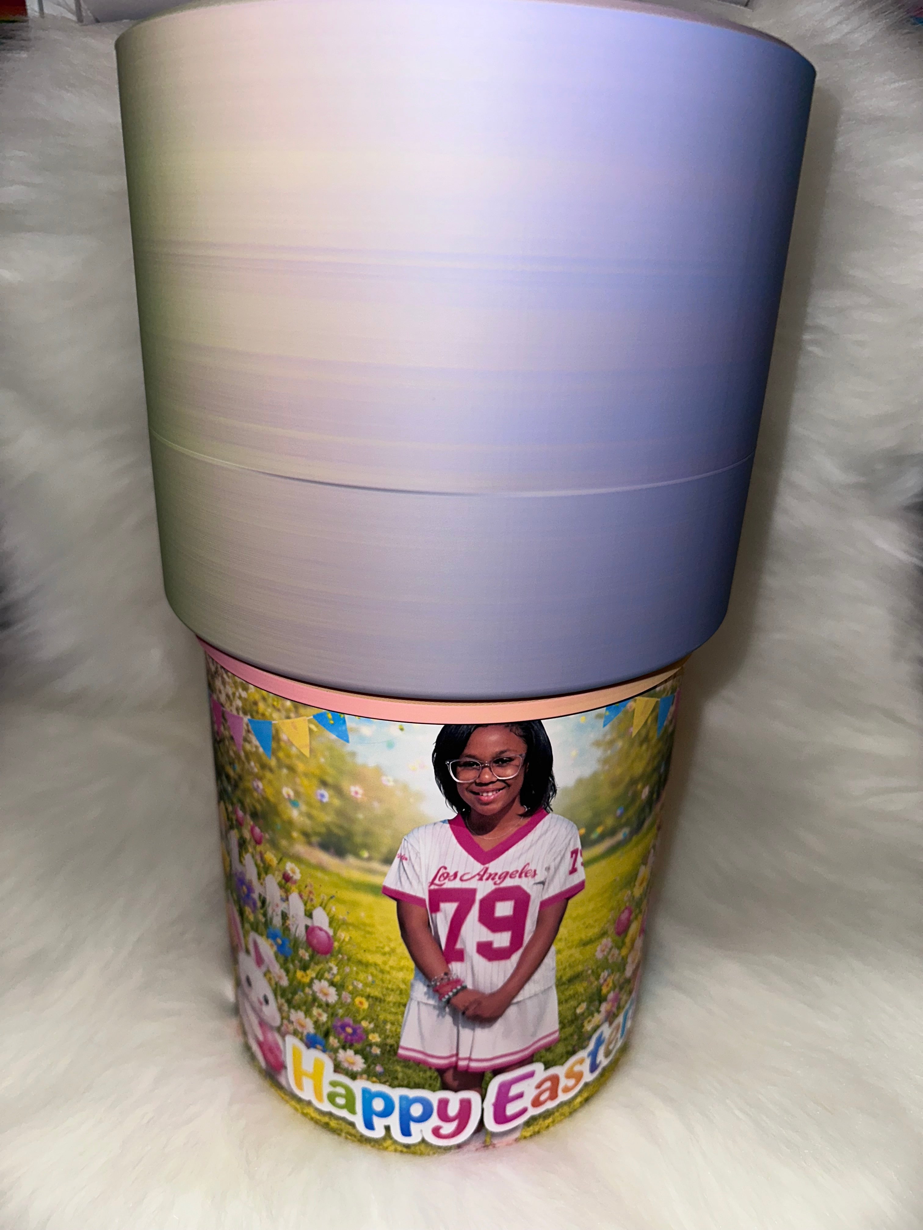 Personalized Push Pop Easter Basket with Photo – Custom Pastel Easter Keepsake Bucket for Kids