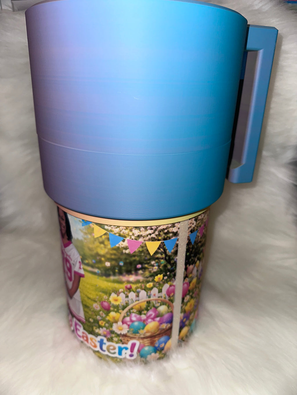 Personalized Push Pop Easter Basket with Photo – Custom Pastel Easter Keepsake Bucket for Kids