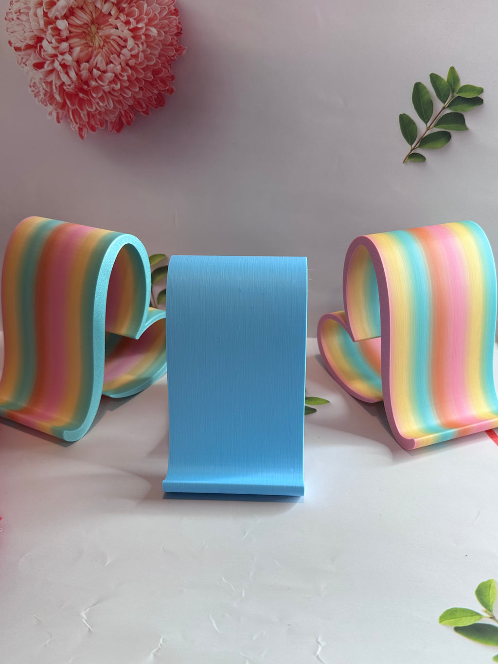 Rainbow Heart Phone Stand | 3D Printed Cell Phone Holder | Cute Desk Phone Stand | iPhone & Android Holder | Aesthetic Phone Dock