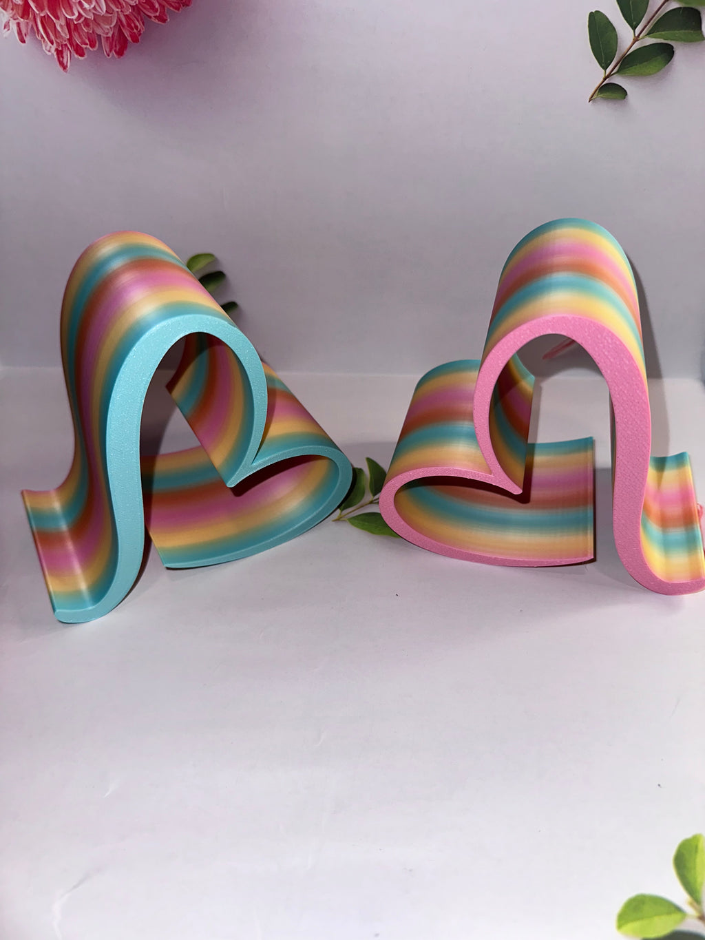 Rainbow Heart Phone Stand | 3D Printed Cell Phone Holder | Cute Desk Phone Stand | iPhone & Android Holder | Aesthetic Phone Dock