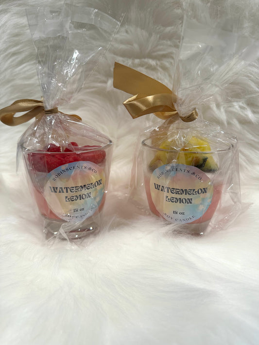 Watermelon Lemon Soy Candle – Fresh Summer Fruit Blend, Handcrafted with Soy Wax