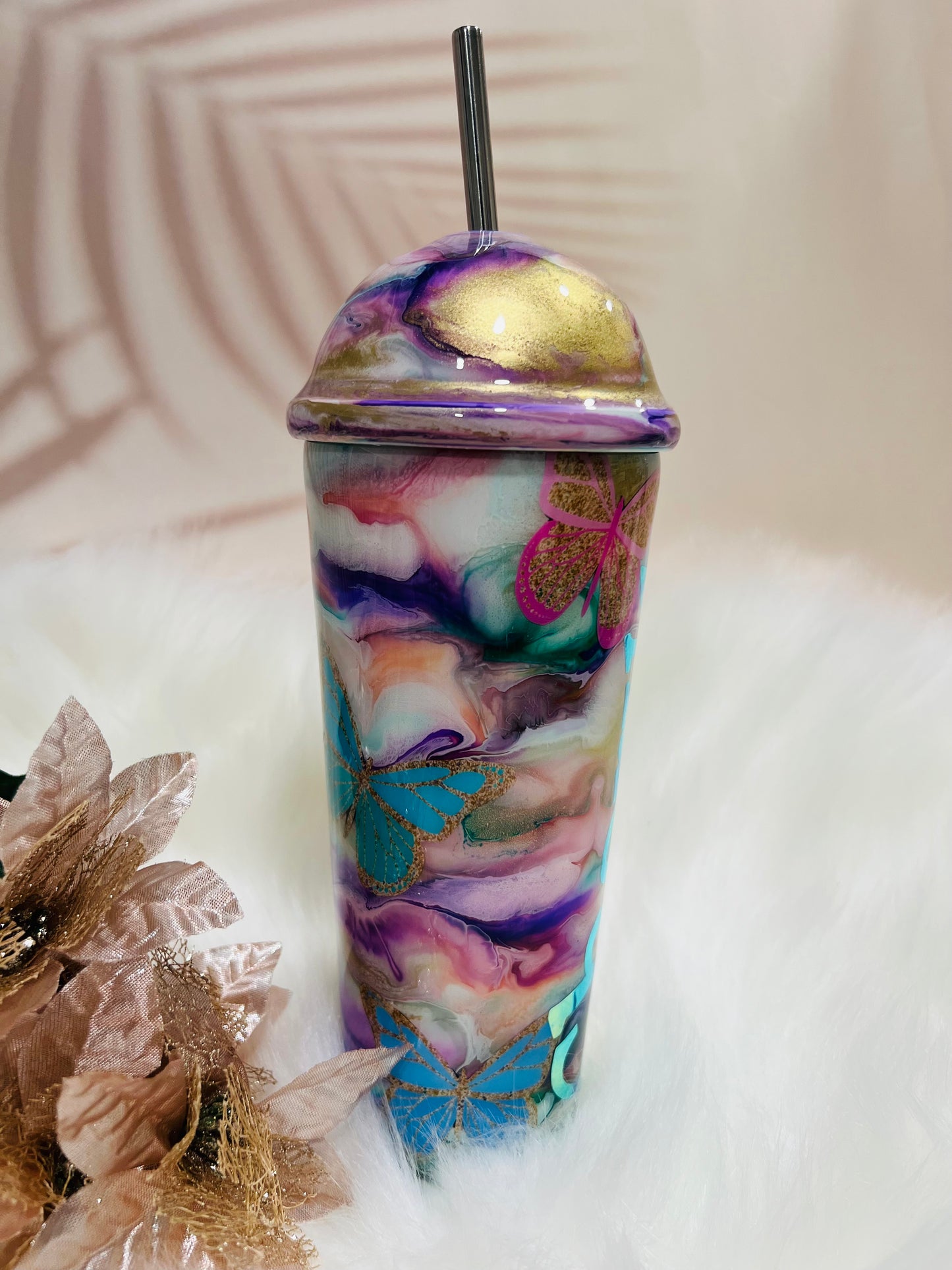 Butterfly Swirl themed Tumbler