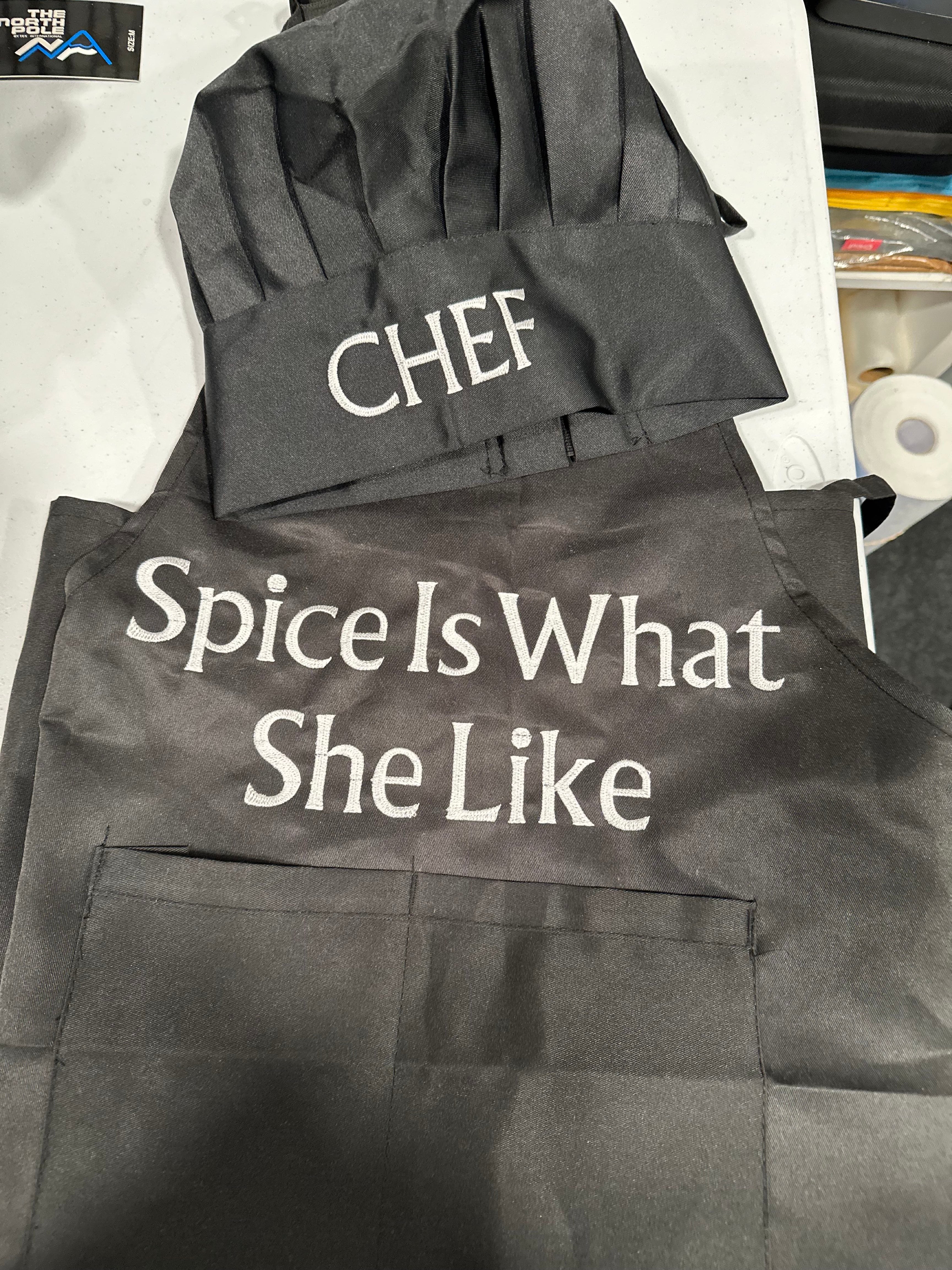 Custom Embroidered Chef Hat and Apron Set | Personalized Cooking Apron with Matching Chef Cap | Funny Kitchen Gift for Women
