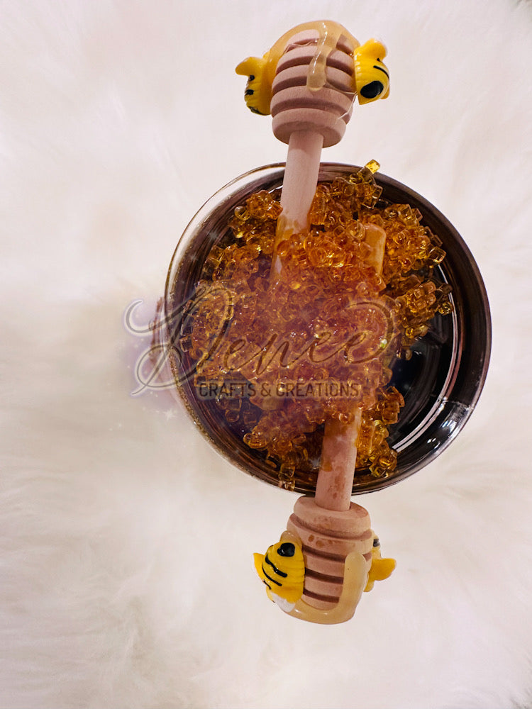 Floral Queen Bee Glitter Tumbler