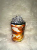 Orange Yellow and White Swirl Faux Ice Tumbler 12 oz