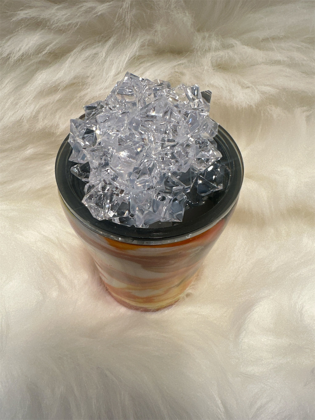 Orange Yellow and White Swirl Faux Ice Tumbler 12 oz