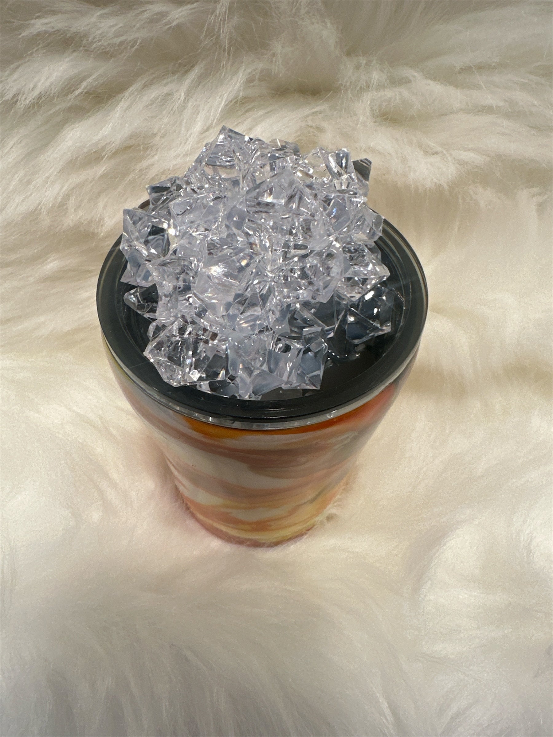 Orange Yellow and White Swirl Faux Ice Tumbler 12 oz