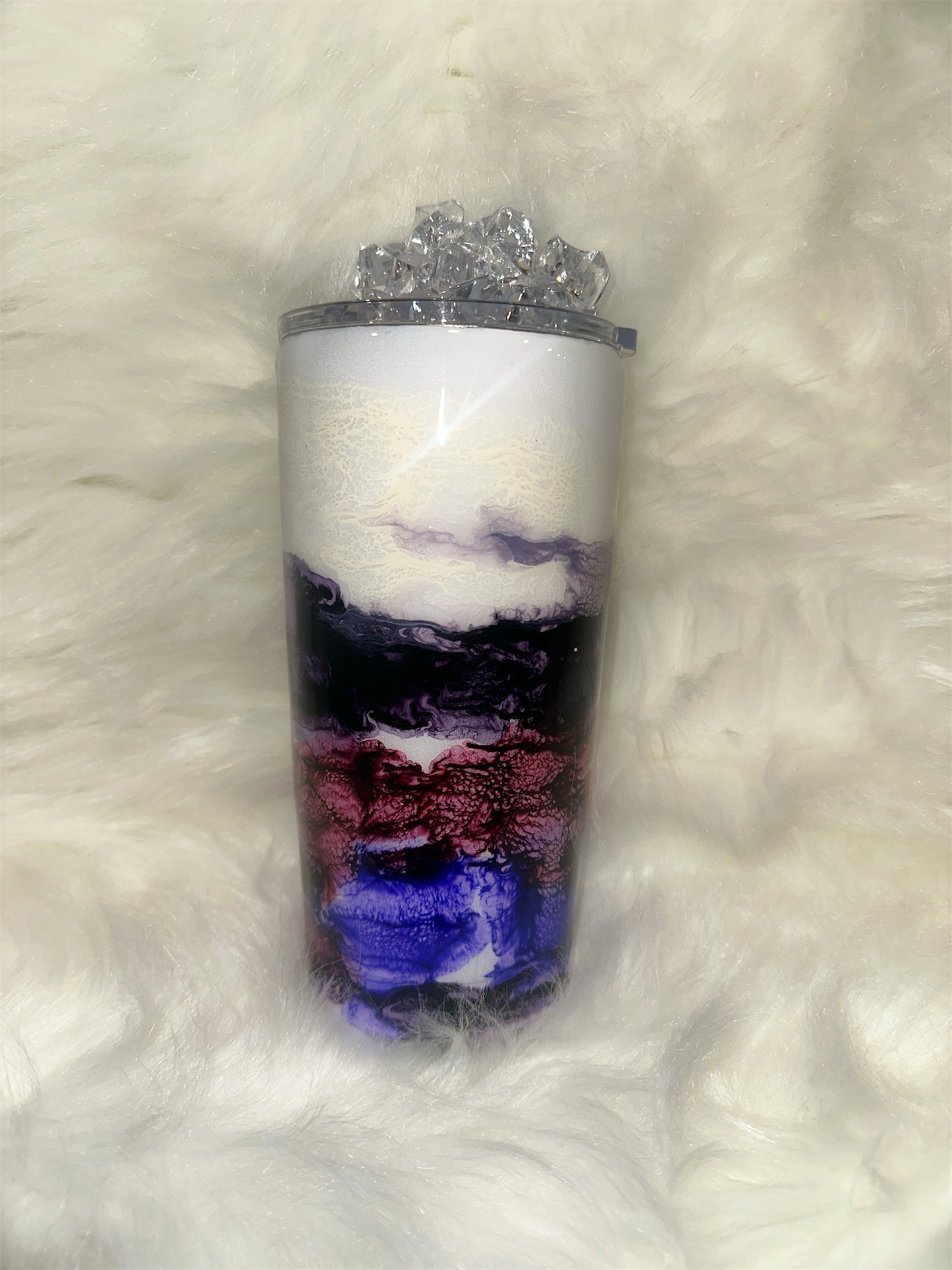 Red White and Blue Swirl Faux Ice Tumbler 20 oz