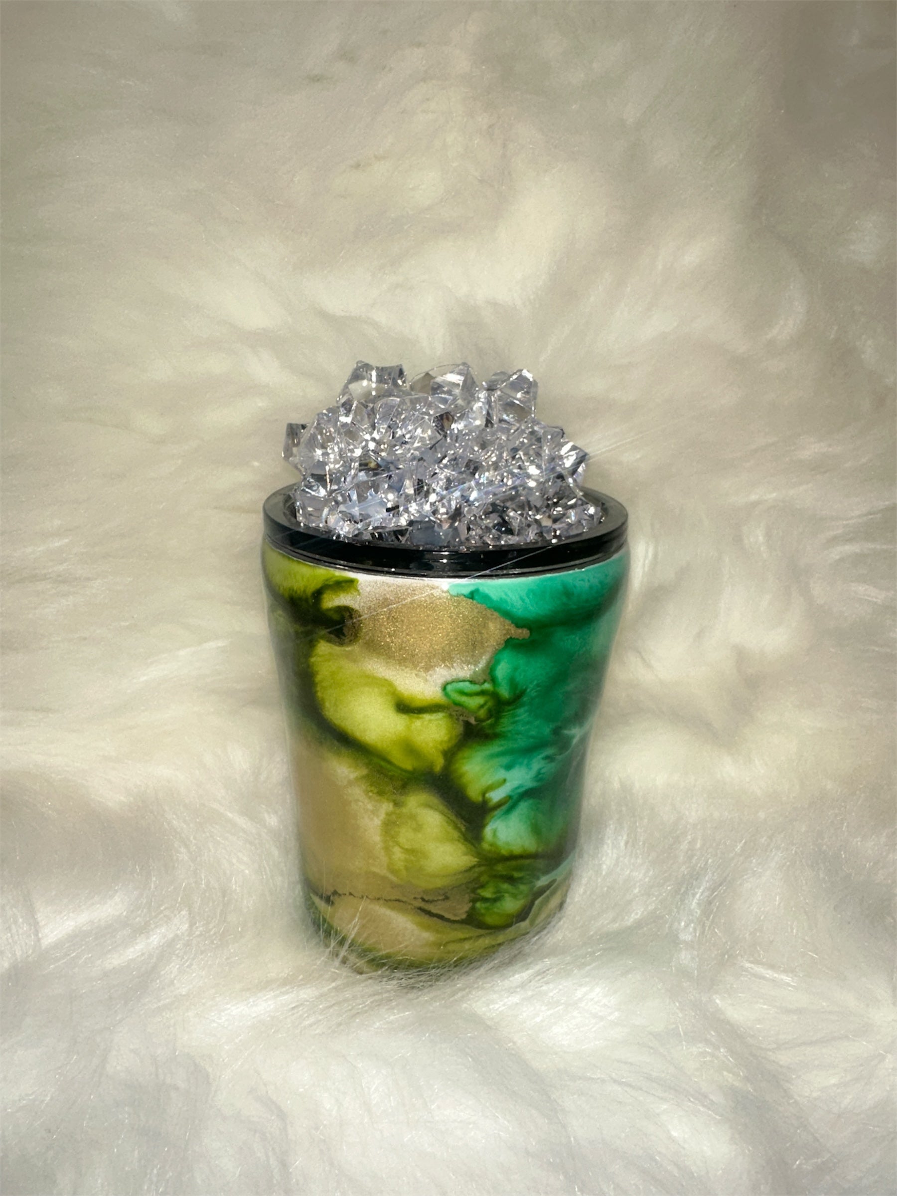 Green Gold Marble Faux Ice Mini Tumbler 10 oz