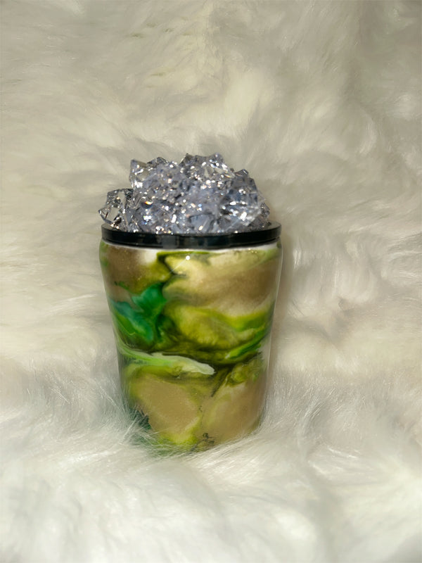 Green Gold Marble Faux Ice Mini Tumbler 10 oz