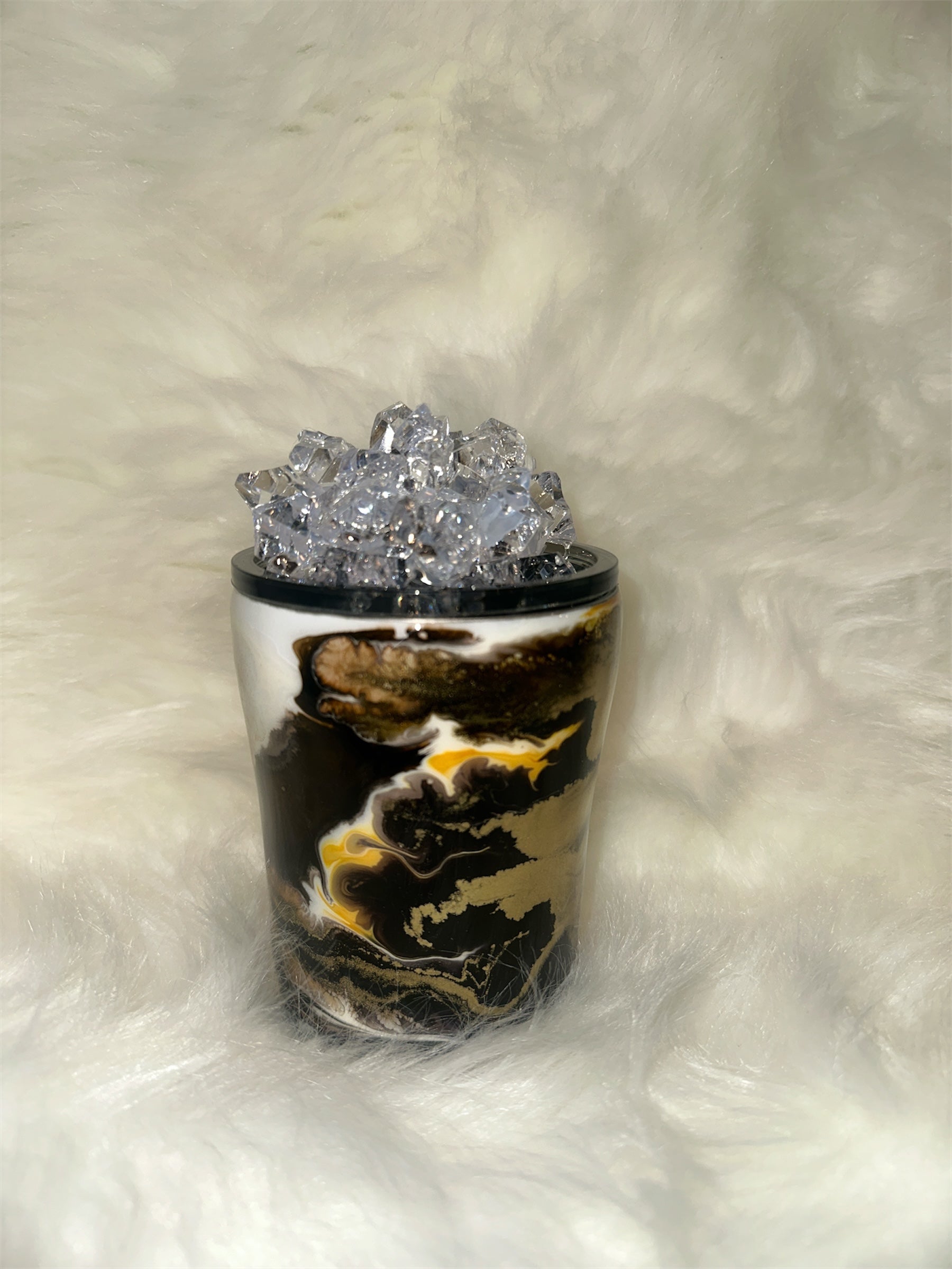 Marble Gold Faux Ice Mini Tumbler 10 oz Handmade Insulated