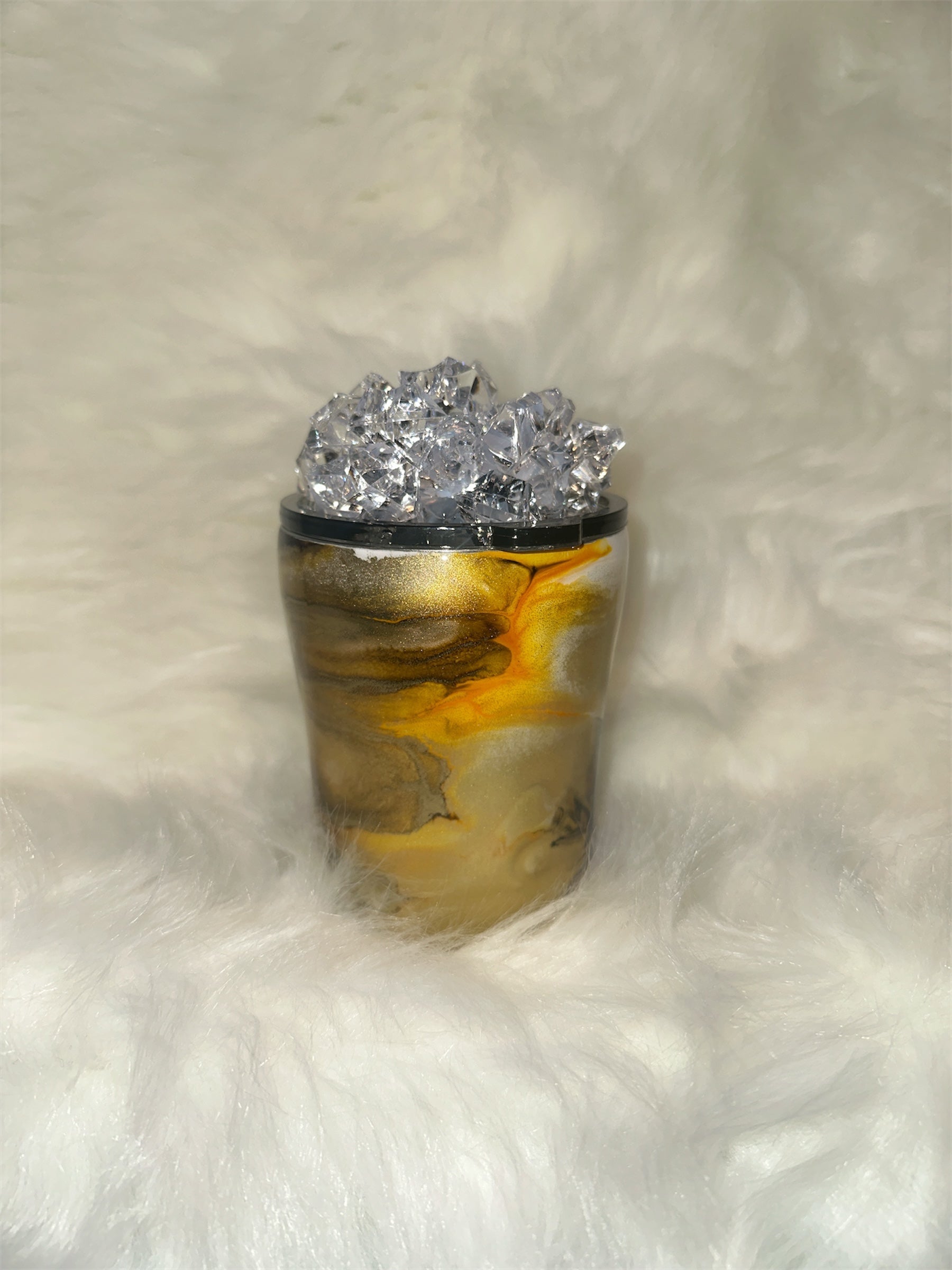 Marble Gold Faux Ice Mini Tumbler 10 oz Handmade Insulated