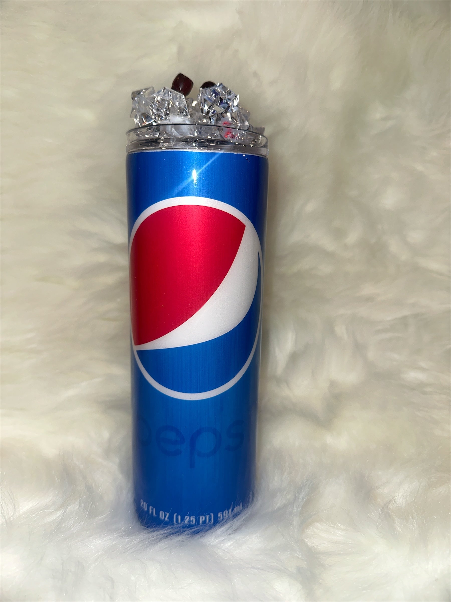 Pepsi Nutrition Facts Tumbler 20 oz with Faux Ice and Bottles