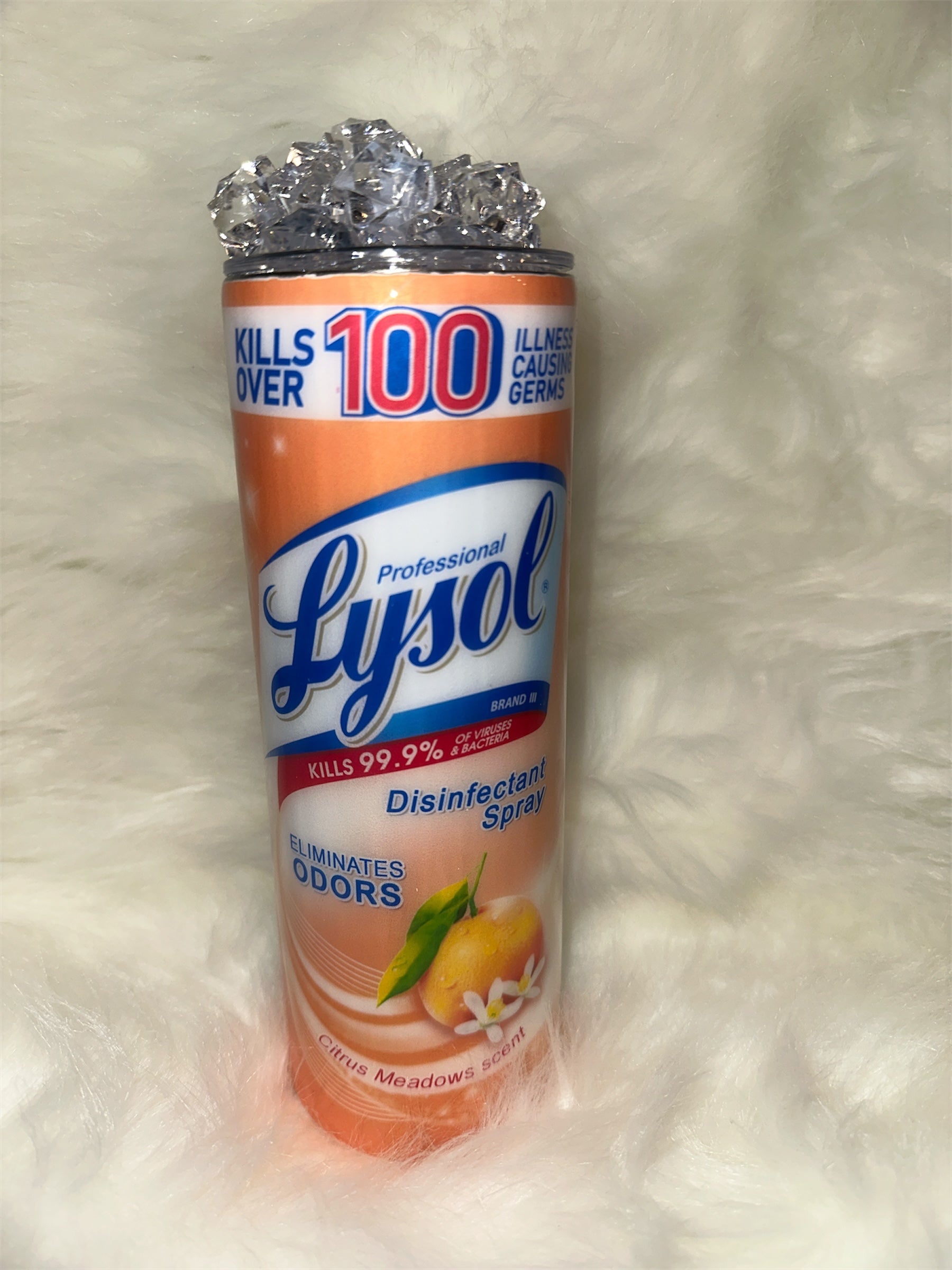 Faux Lysol Citrus Tumbler 20 oz with Ice Topper Handmade
