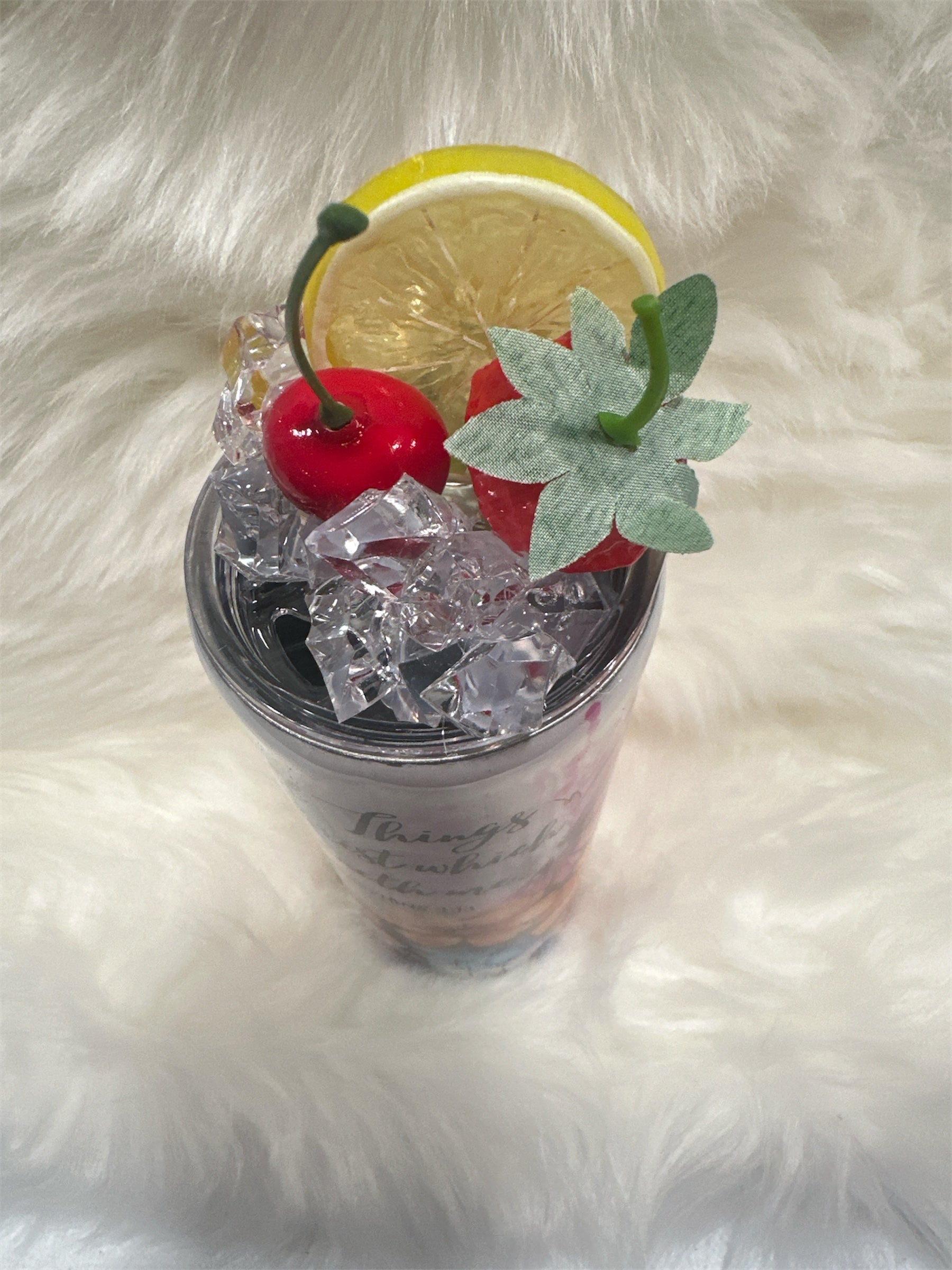 Philippians 4:13 Faith Tumbler” – Faux Ice Topper with Cherry & Lemon Accent-HANDMADE TO ORDER