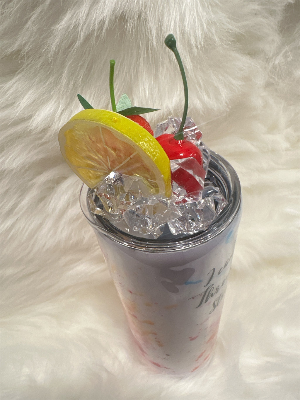 Philippians 4:13 Faith Tumbler” – Faux Ice Topper with Cherry & Lemon Accent-HANDMADE TO ORDER