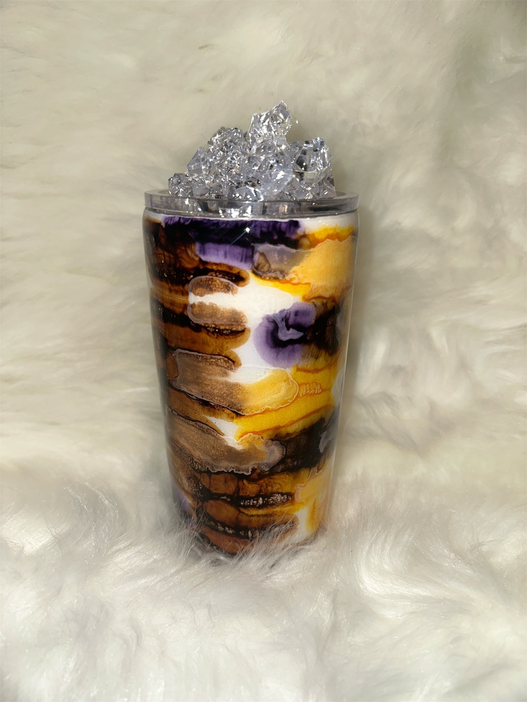 “Golden Grape Luxe” Faux Ice Tumbler – Abstract Elegance Meets Bold Sip Style