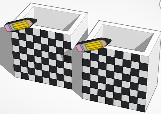 Pencil Checker Desk Set OBJ Files | 3D Printable Teacher Desk Organizer | Pencil Holder, Post-It Holder & Paperclip Bundle
